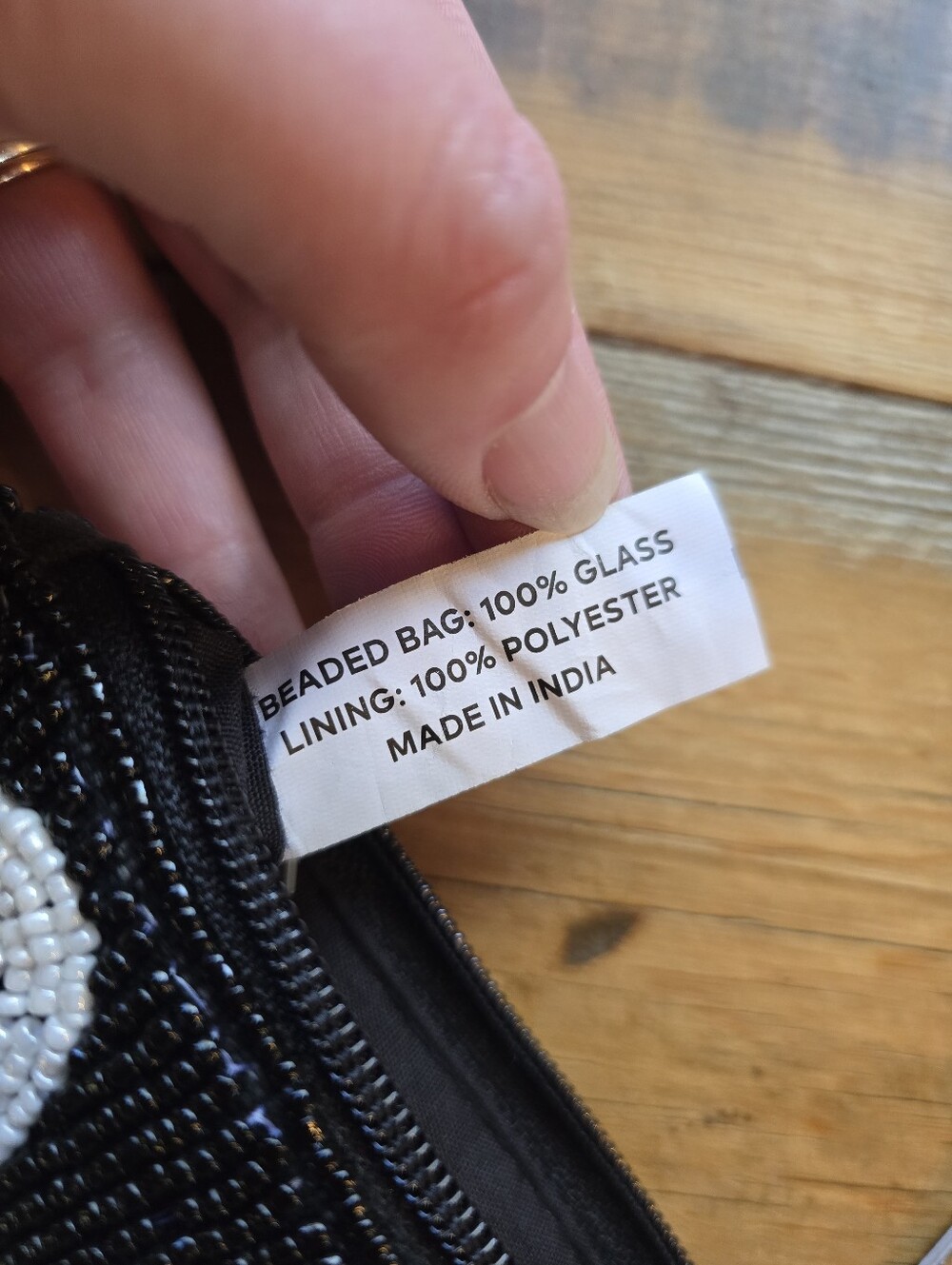 Wandering Moon Ghost Beaded Travel Pouch Black White Halloween Bag NWT - Picture 4 of 4